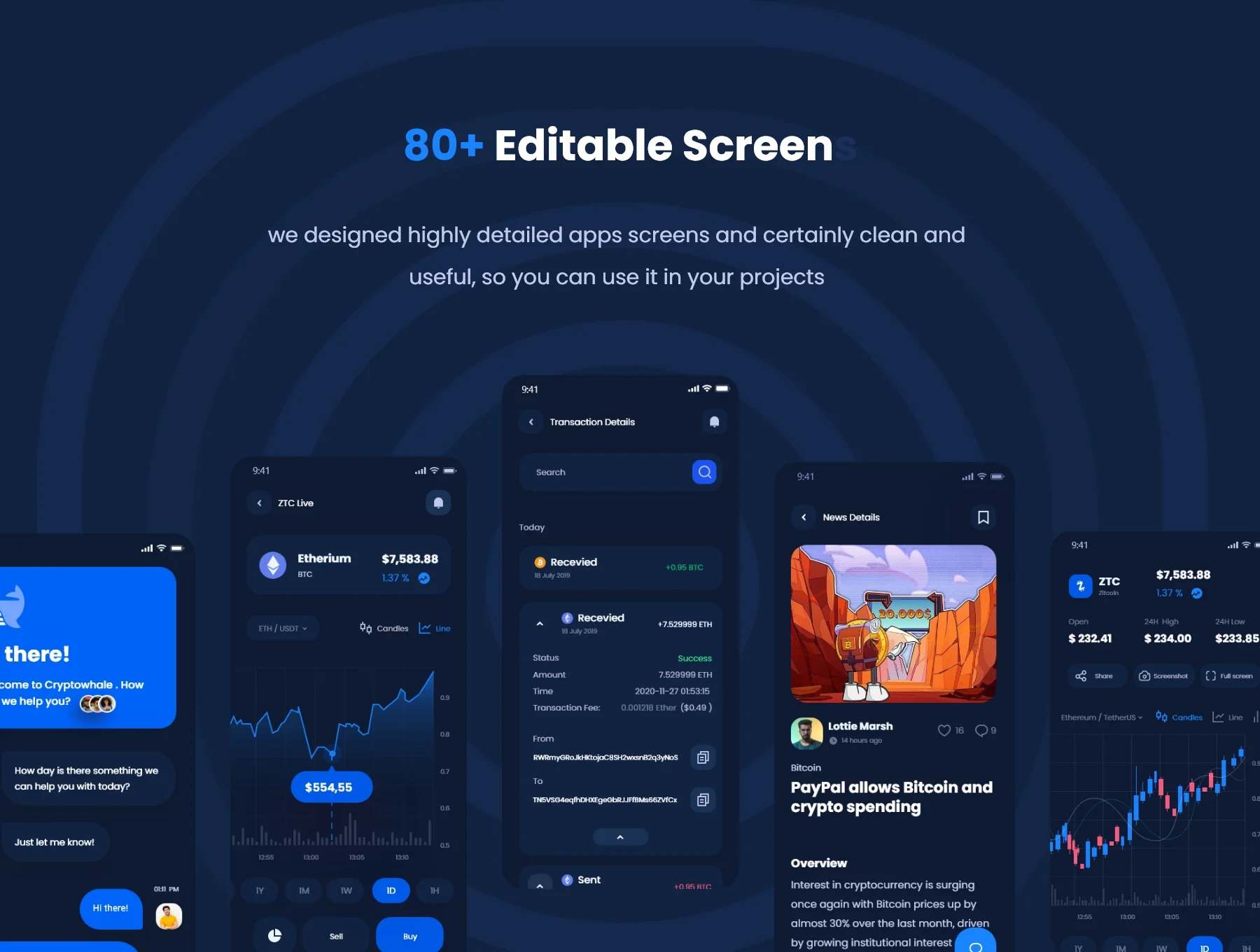 Crypto whale - Mobile App UI Kit + Dark mode 4
