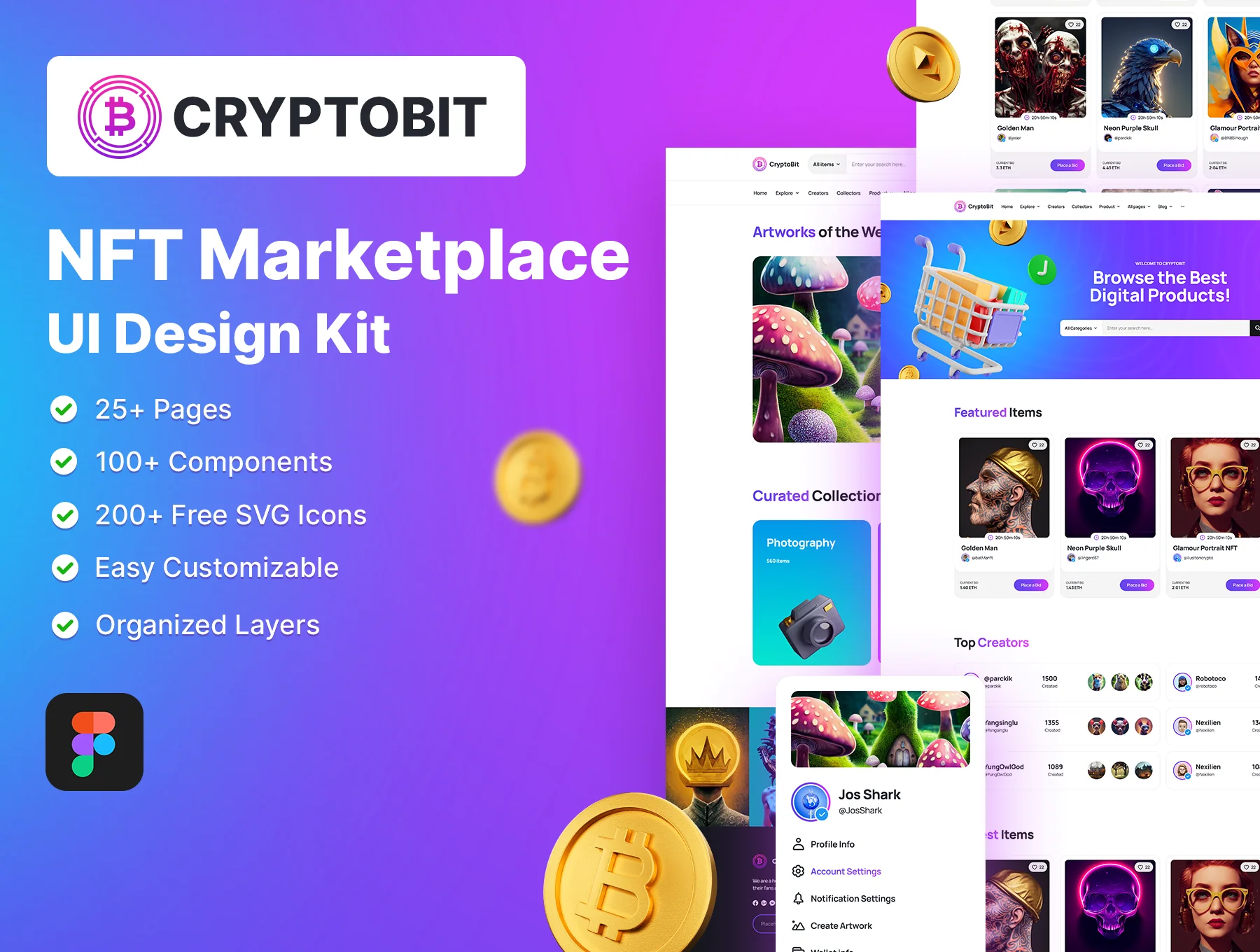 CryptoBit NFT Marketplace UI Design Kit