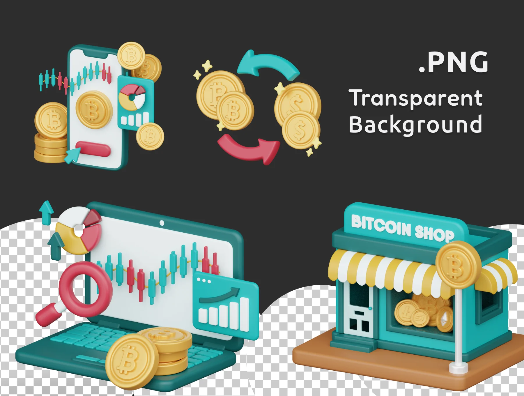Cryptocurrency 3D Illustrations Pack 3