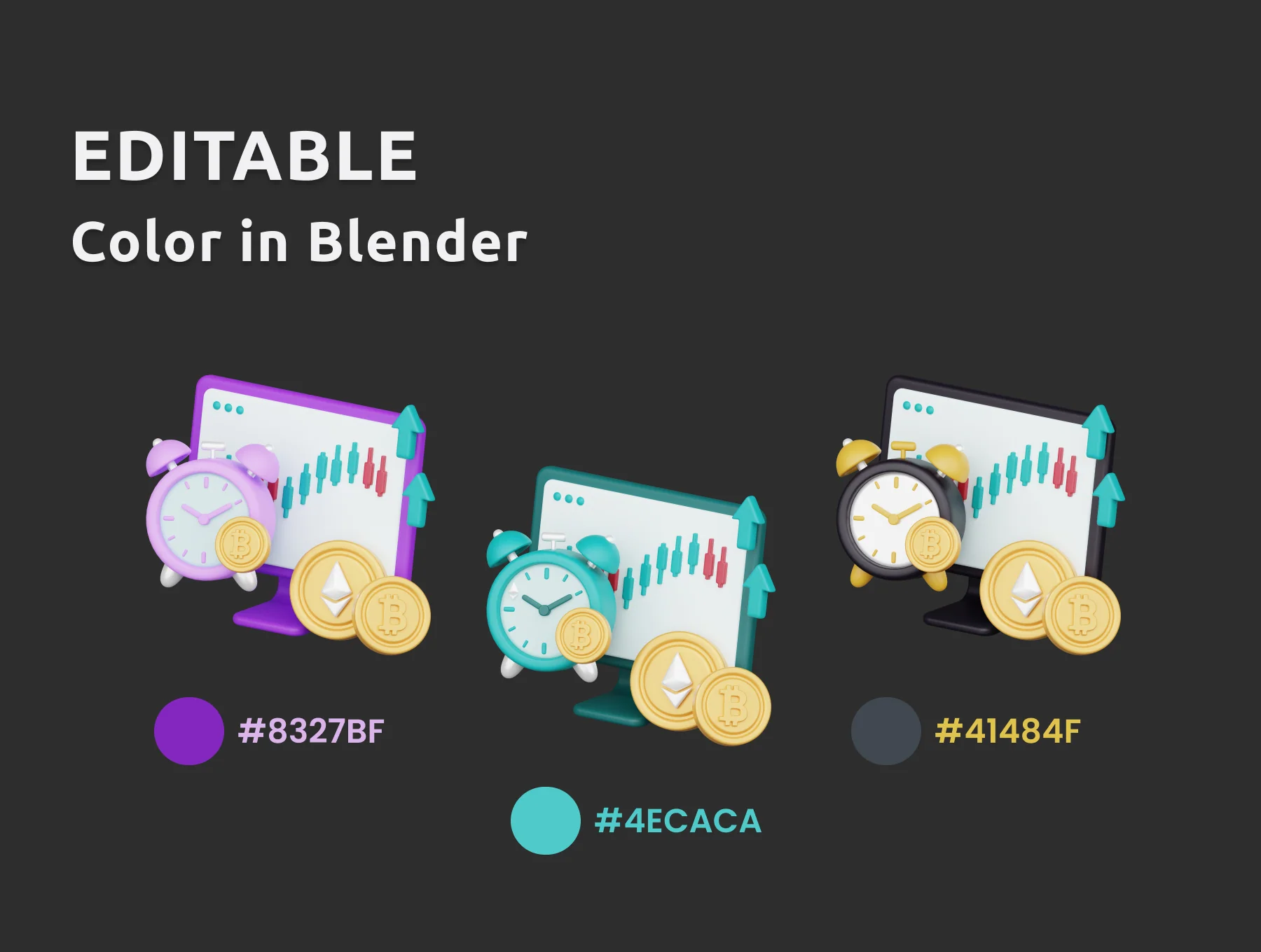 Cryptocurrency 3D Illustrations Pack 4