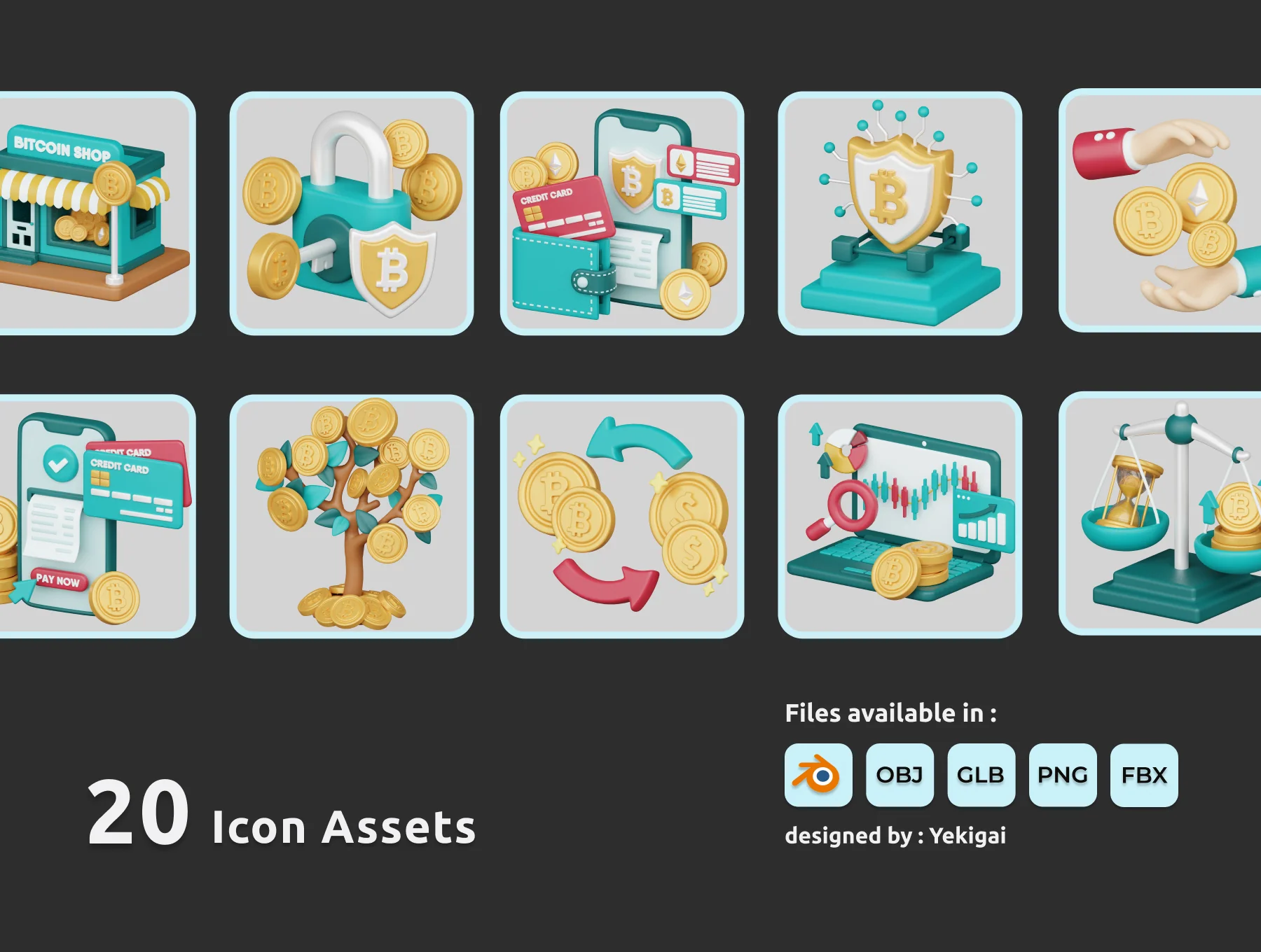 Cryptocurrency 3D Illustrations Pack 5