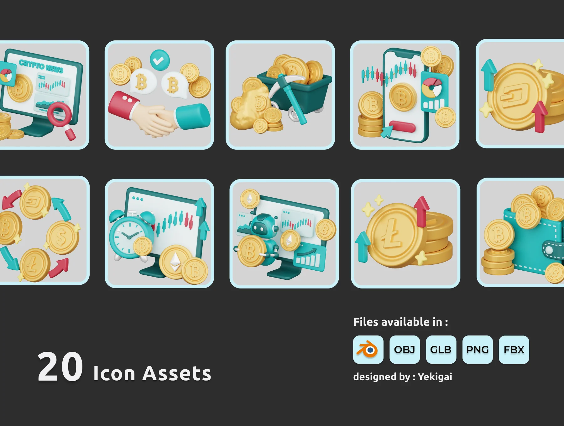 Cryptocurrency 3D Illustrations Pack 6