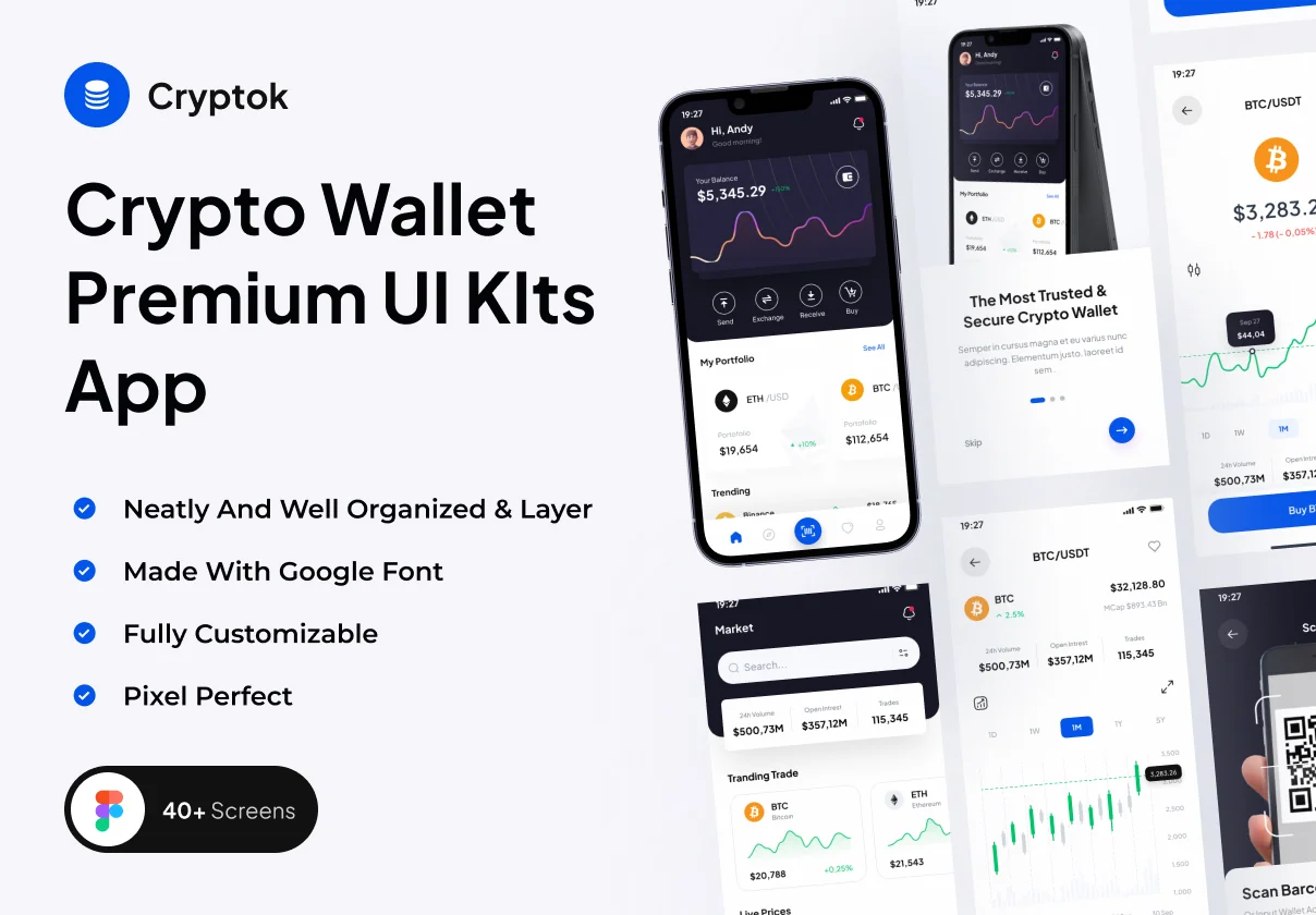 Cryptok - Crypto Wallet Premium UI Kits App