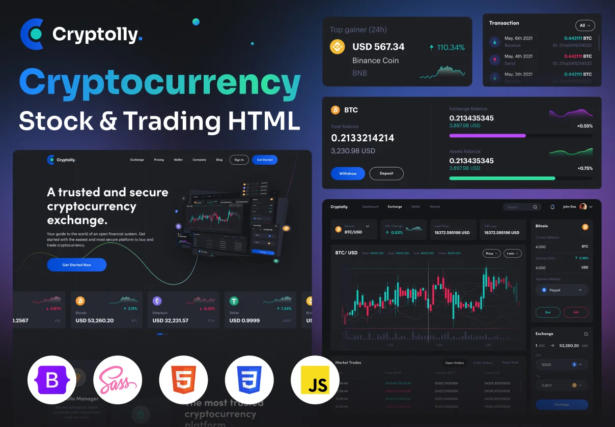 Cryptolly - Cryptocurrency Landingpage & Dashboard