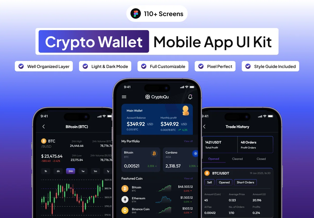 CryptoQu - Crypto Wallet App UI Kit