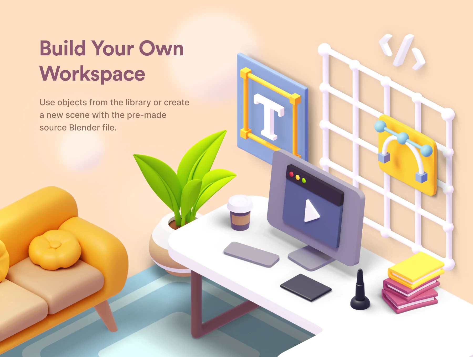 Cubbies: 3D Workspace Illustrations 4