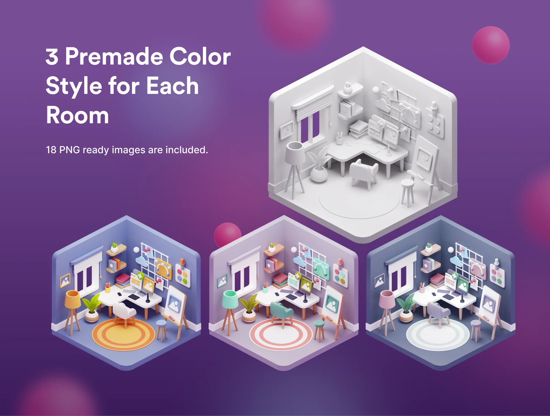 Cubbies: 3D Workspace Illustrations 7