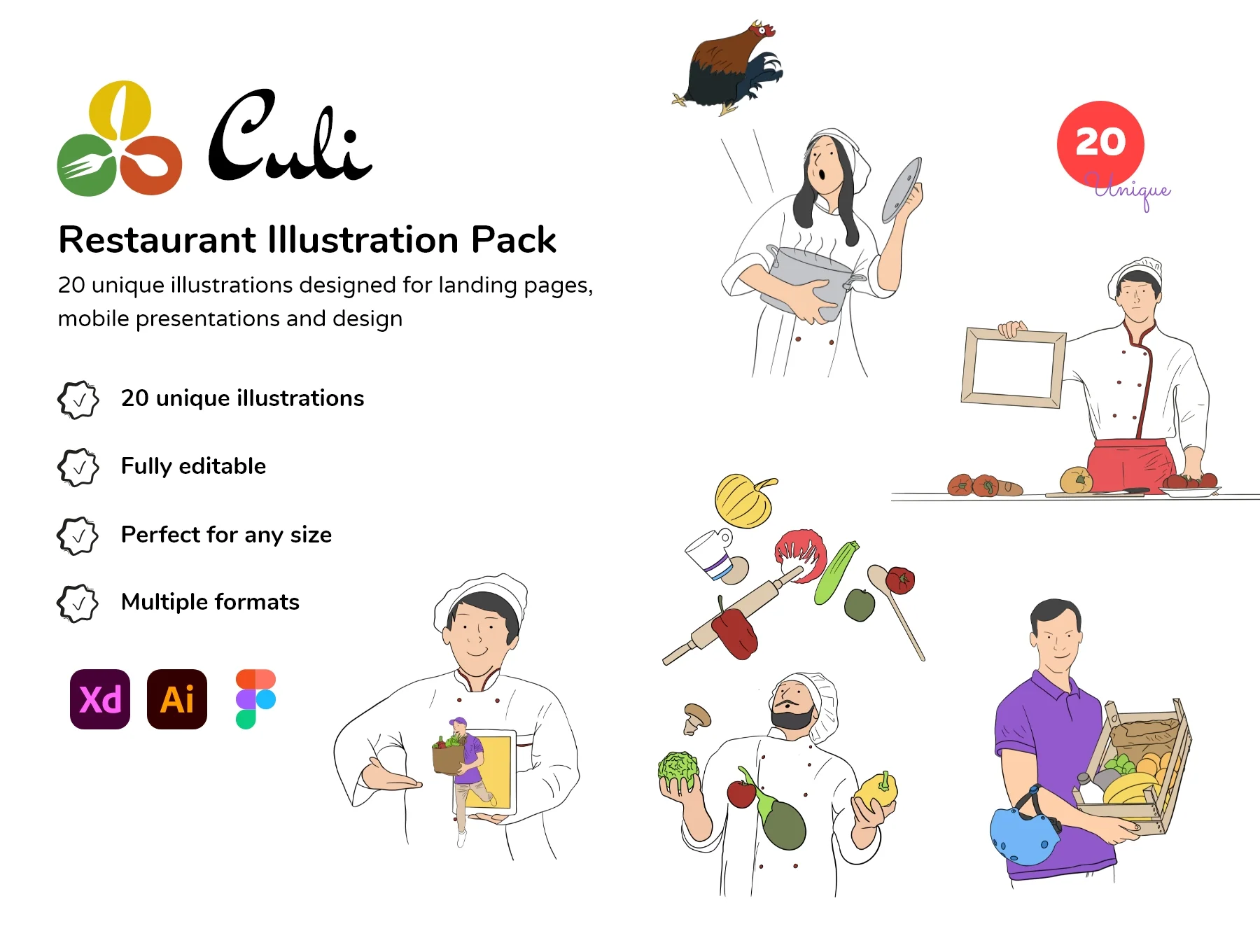 Culi Restaurant/ Delivery Illustration Pack