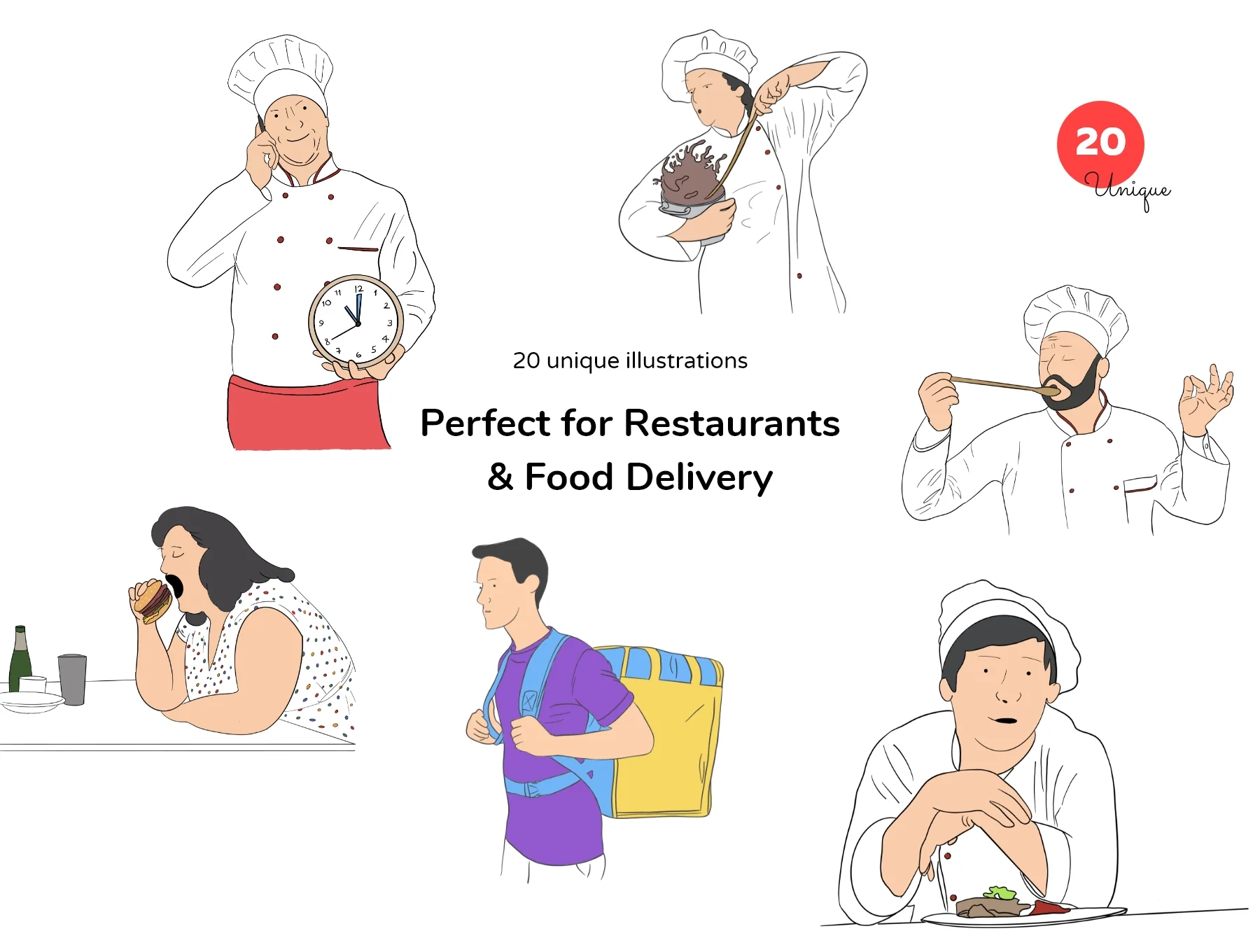Culi Restaurant/ Delivery Illustration Pack 2
