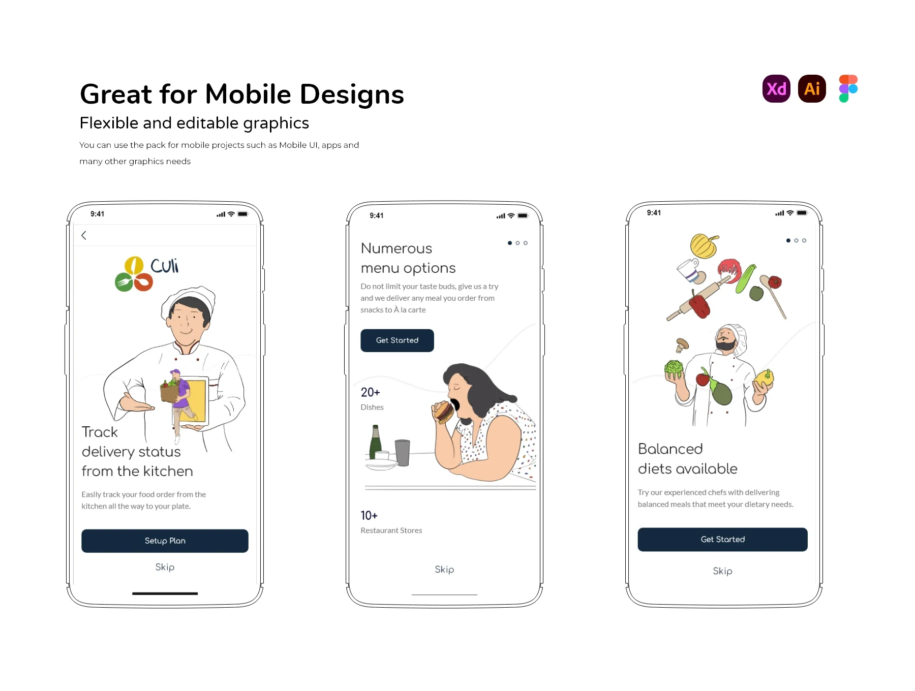 Culi Restaurant/ Delivery Illustration Pack 3