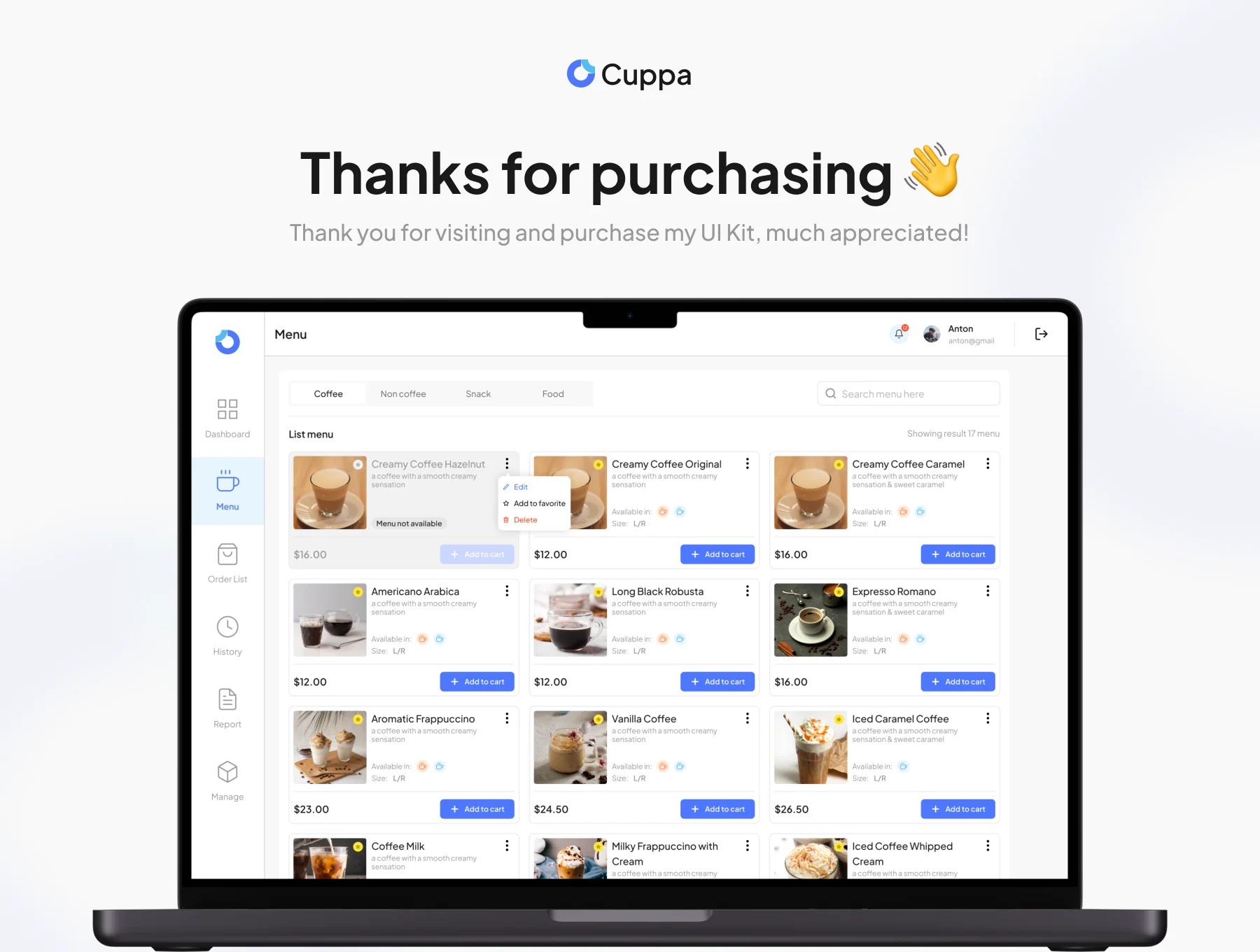 Cuppa - POS (Point Of Sales) Dashboard UI Kit 6