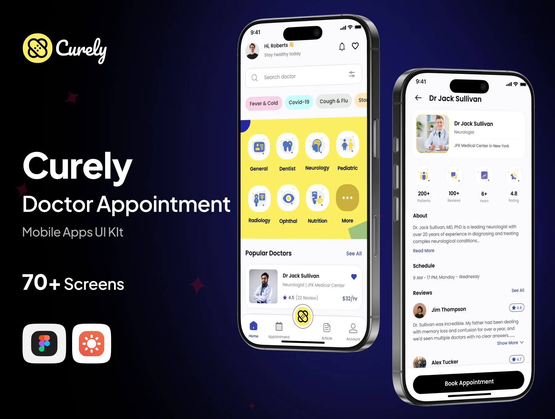 Curely - Doctor Appointment with AI Assistant - Mobile Apps UI Kit