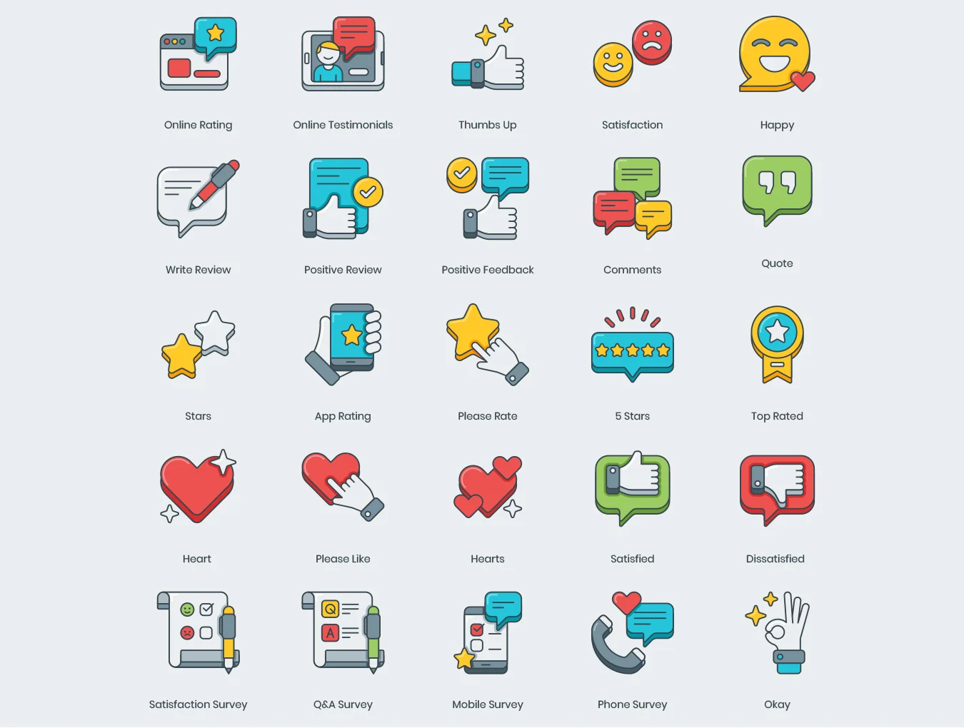50 Customer Survey & Feedback Icons | 3D Series 3