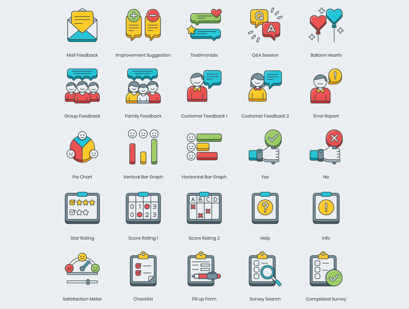50 Customer Survey & Feedback Icons | 3D Series 4