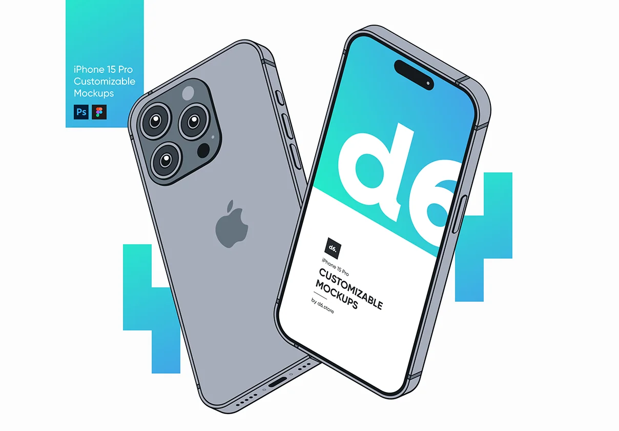 Customizable iPhone 15 Pro Mockups