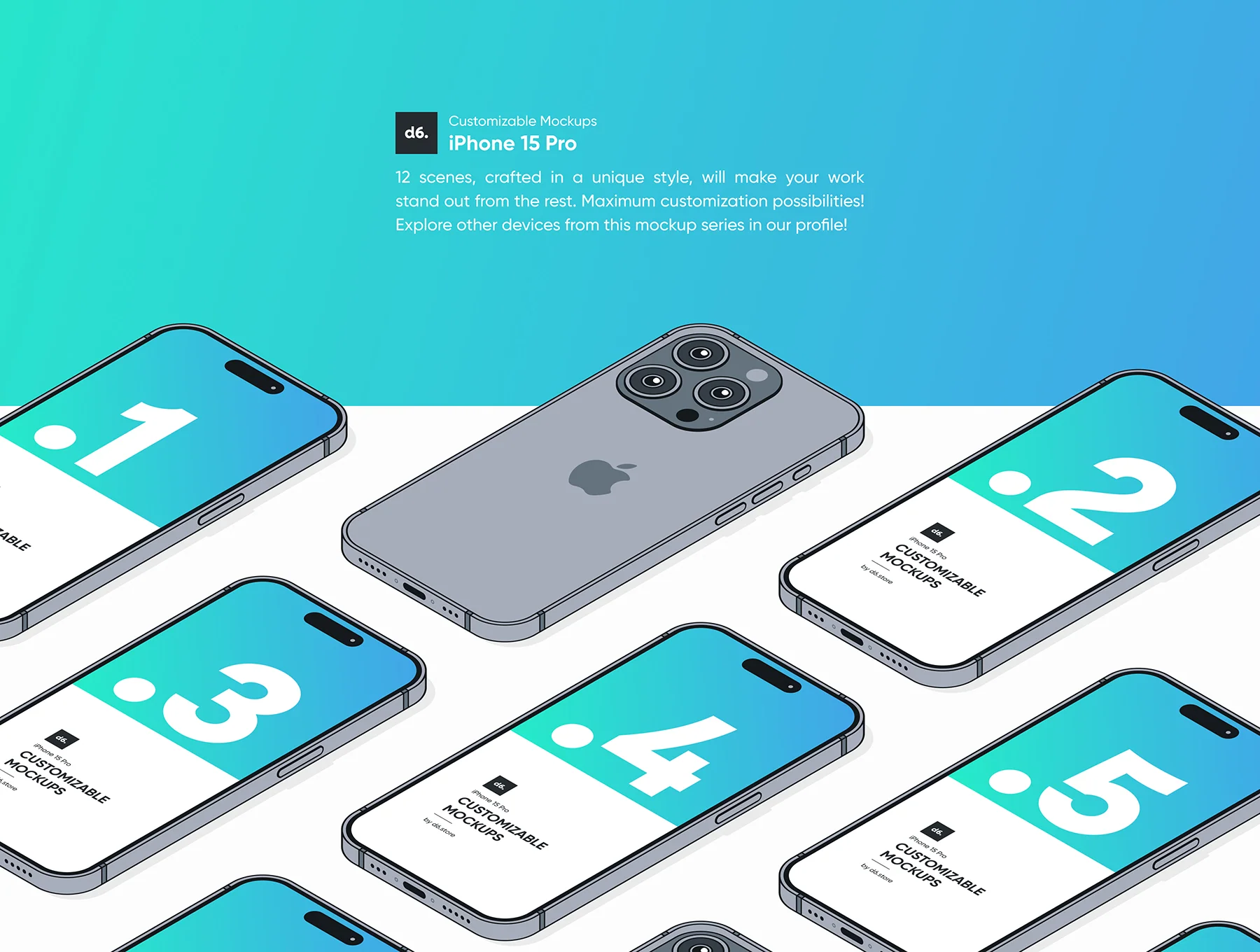 Customizable iPhone 15 Pro Mockups 2