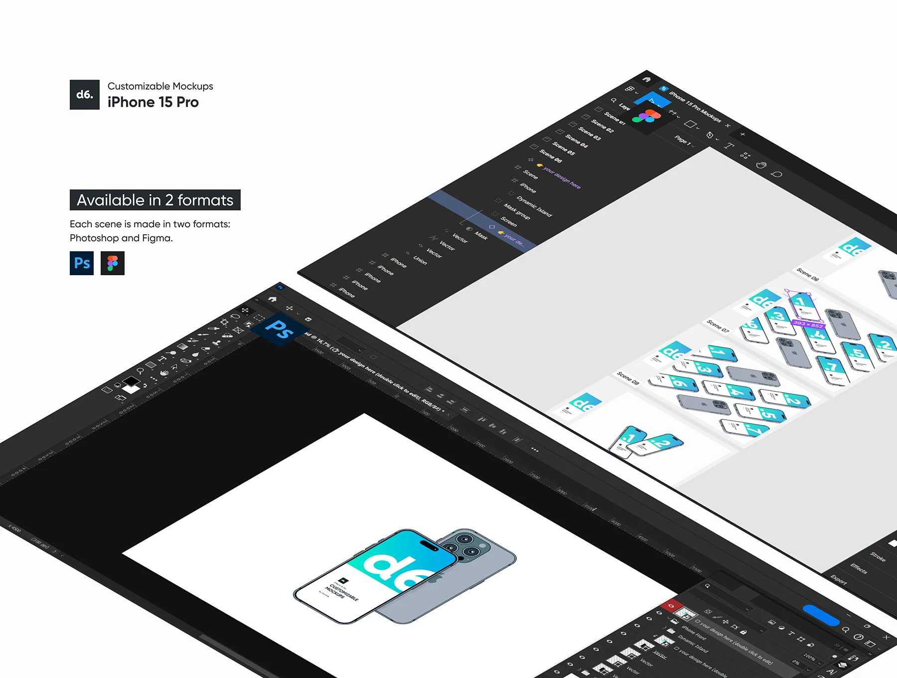 Customizable iPhone 15 Pro Mockups 3
