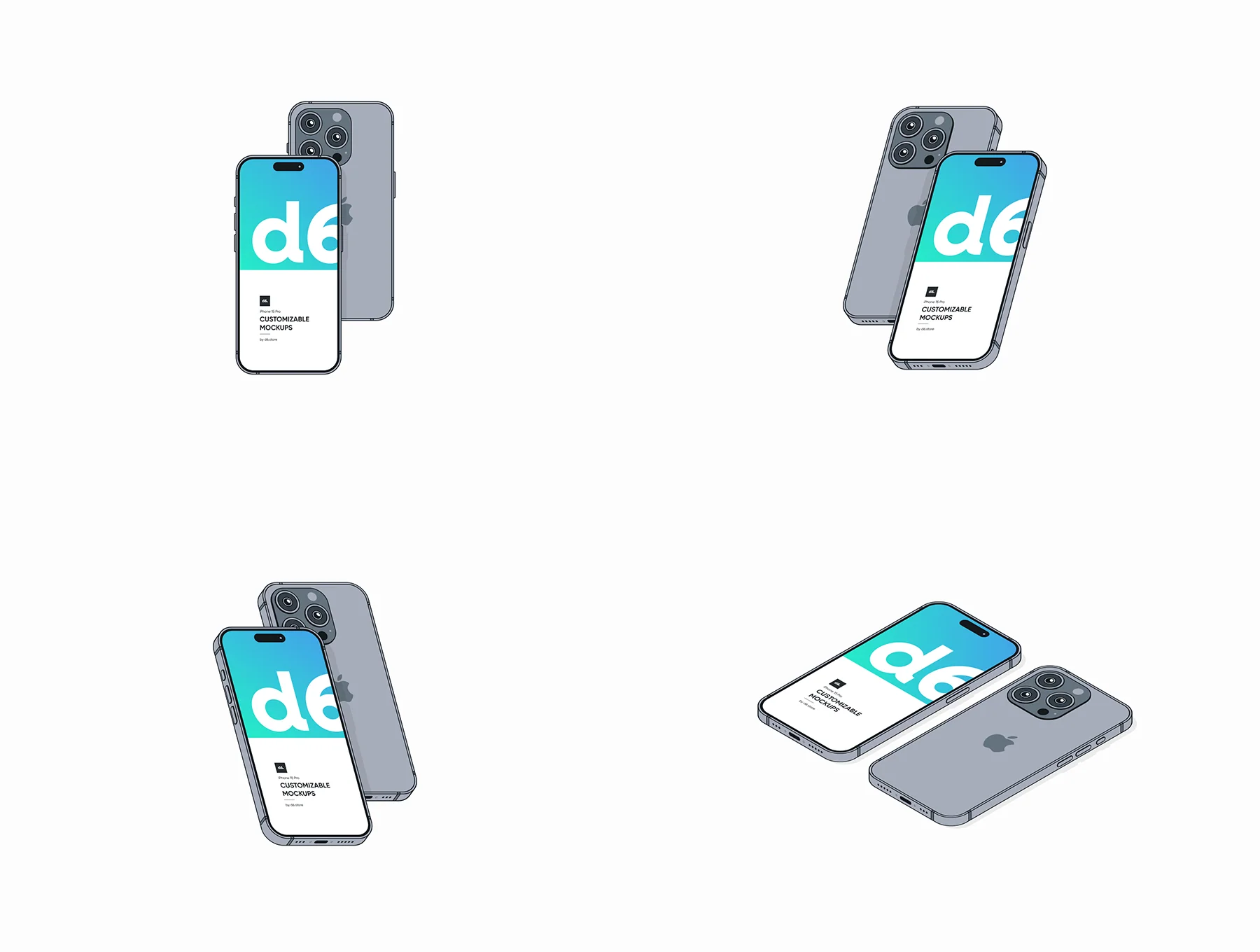 Customizable iPhone 15 Pro Mockups 5
