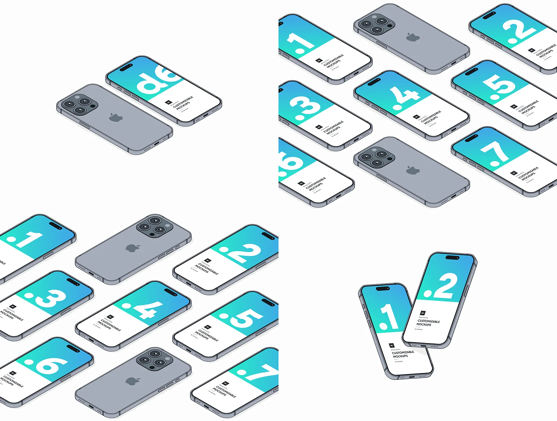Customizable iPhone 15 Pro Mockups 6