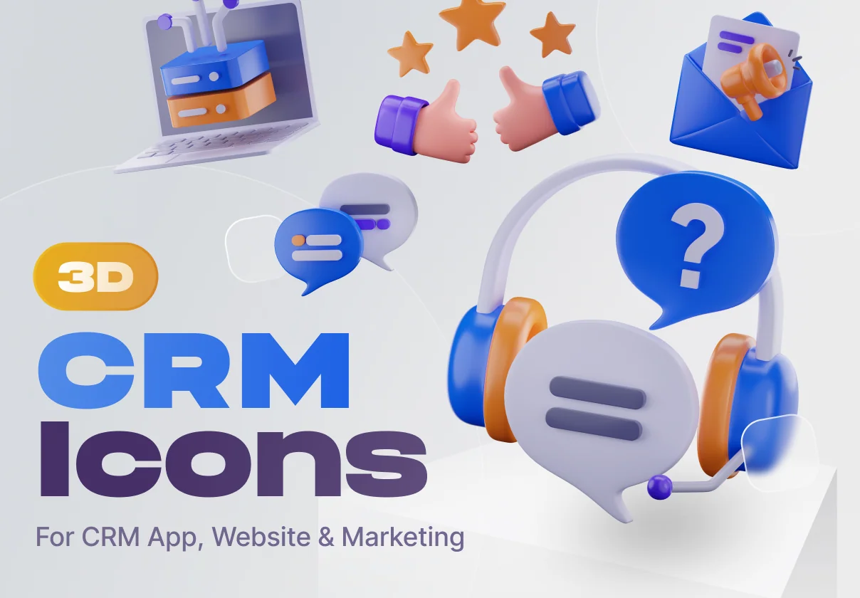 Customy - Customer Relationship Management 3D Icon Set