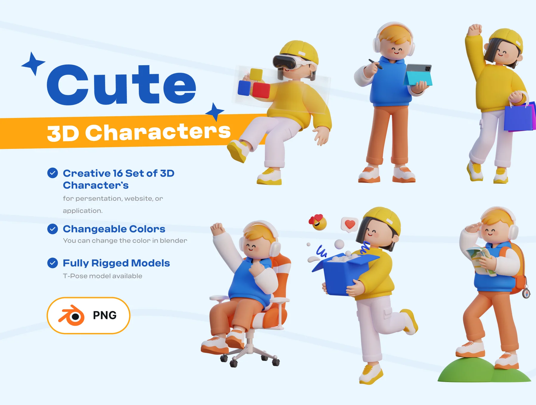 Cute 3D characters