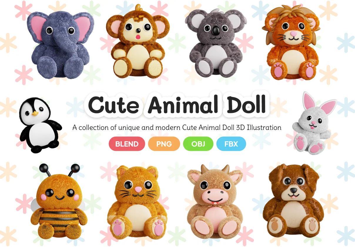 Cute Animal Doll 3D Icon