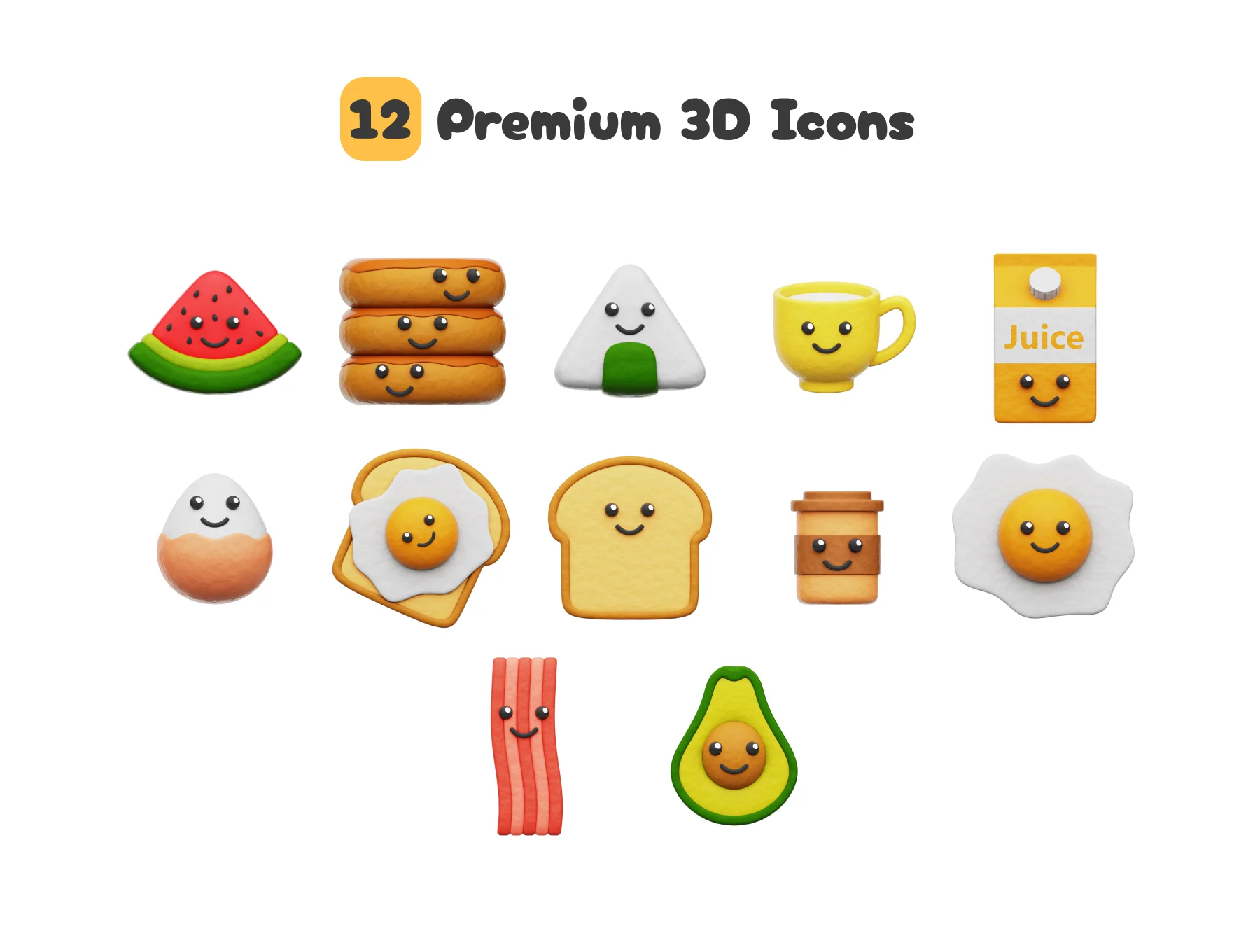 Cute Breakfast 3D Icons 4