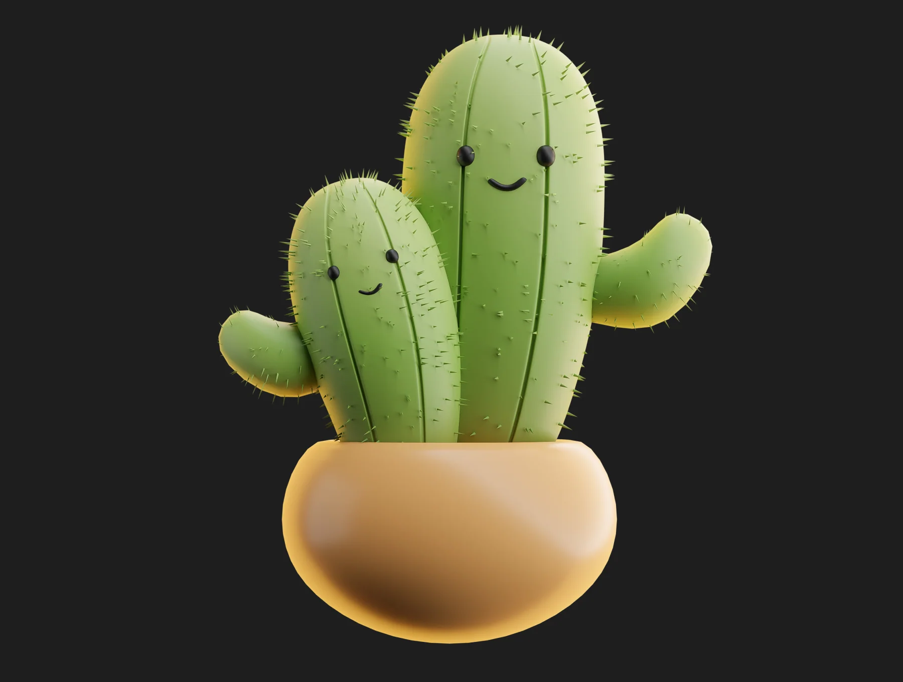 Cute cacti 3d illustrations 2