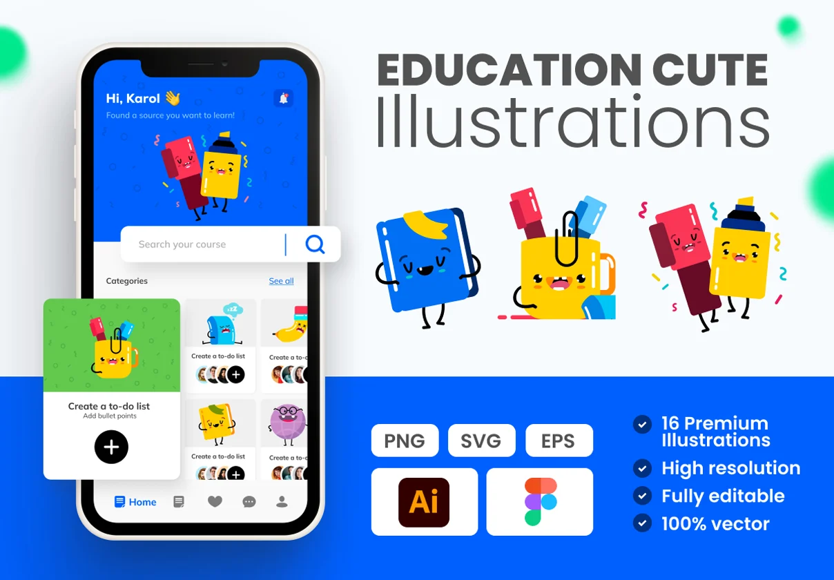 Cute Education Illustration Pack