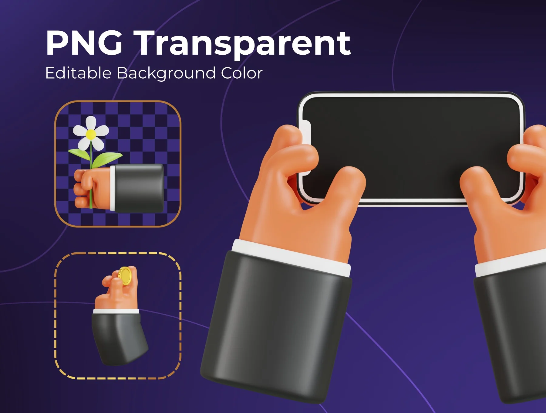 Cute Hand Gestures 3D Icon Set 6