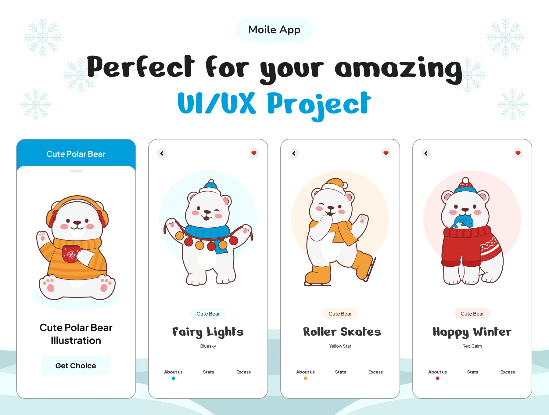 Cute Polar Bear Winter Christmas Illustration Set 4
