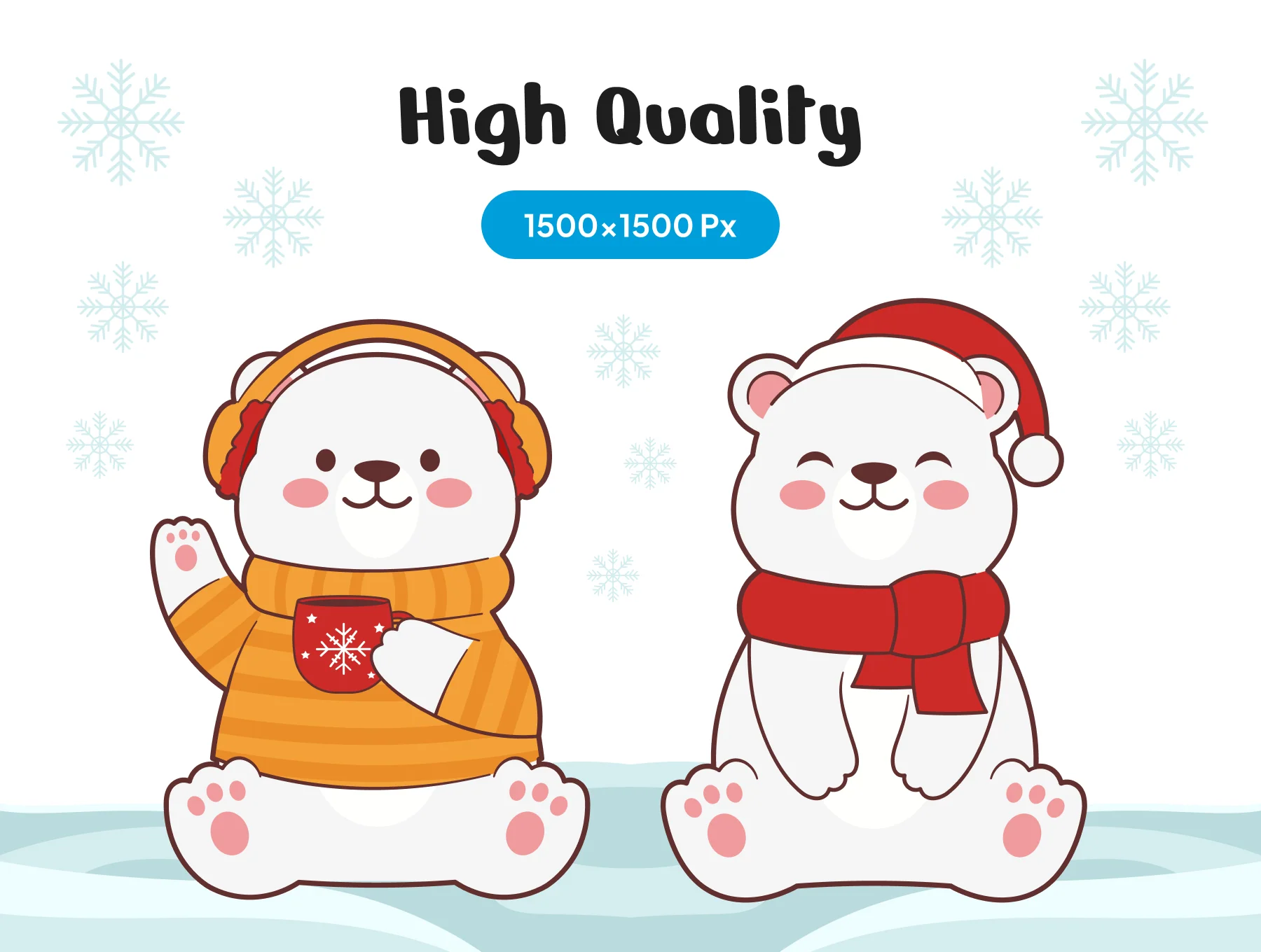 Cute Polar Bear Winter Christmas Illustration Set 5