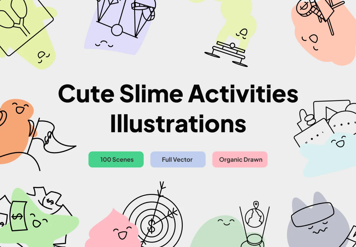 Cute Slime Activities Illustrations