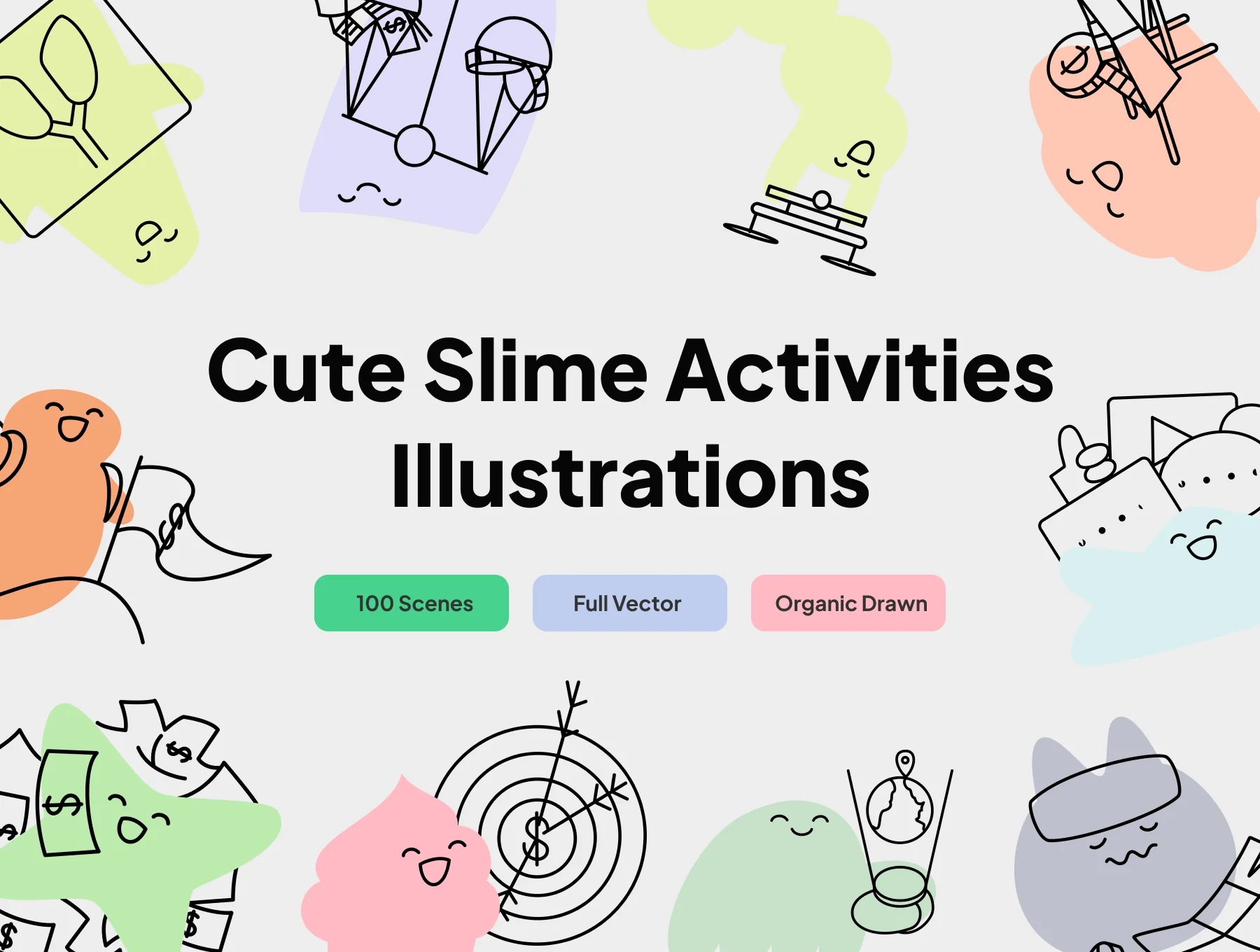 Cute Slime Activities Illustrations