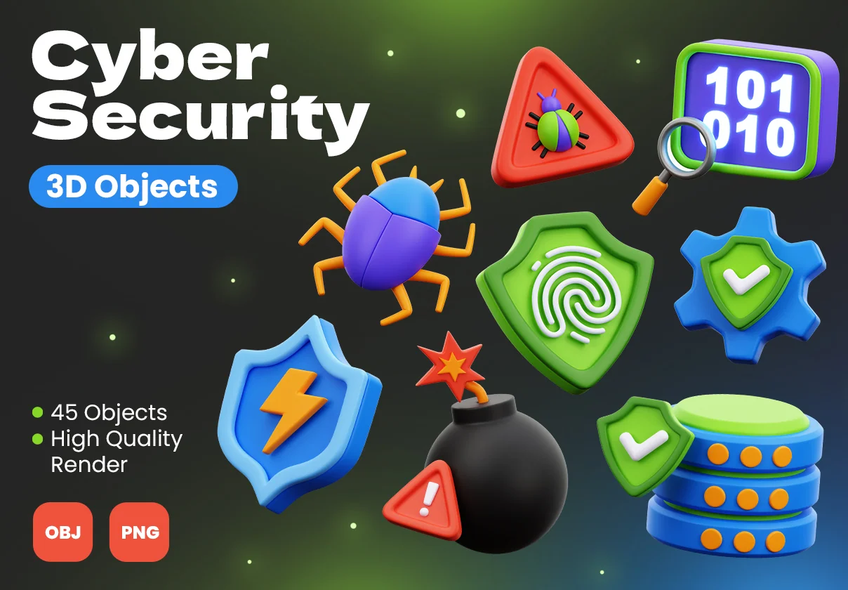 Cyber Security 3D Objects