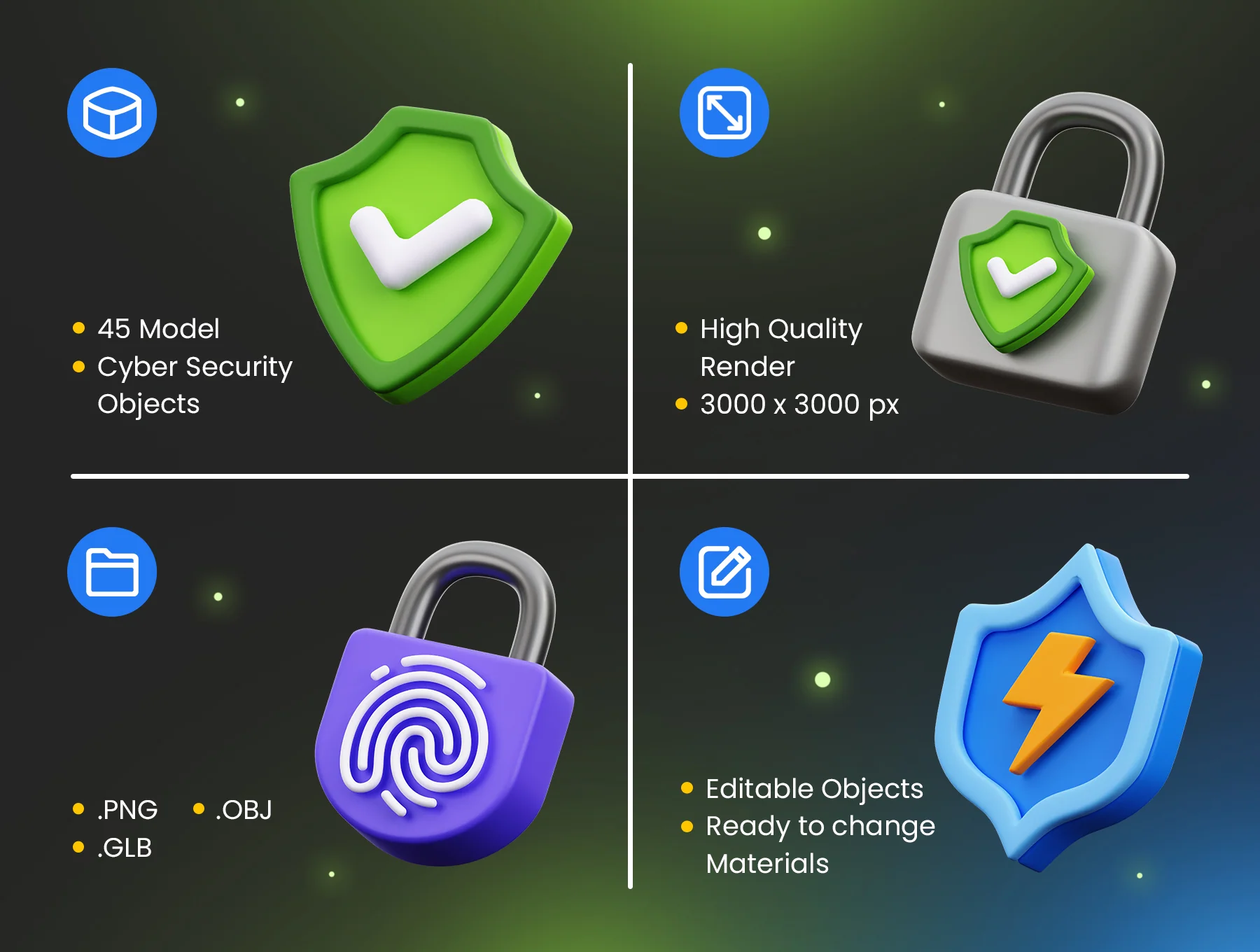 Cyber Security 3D Objects 2