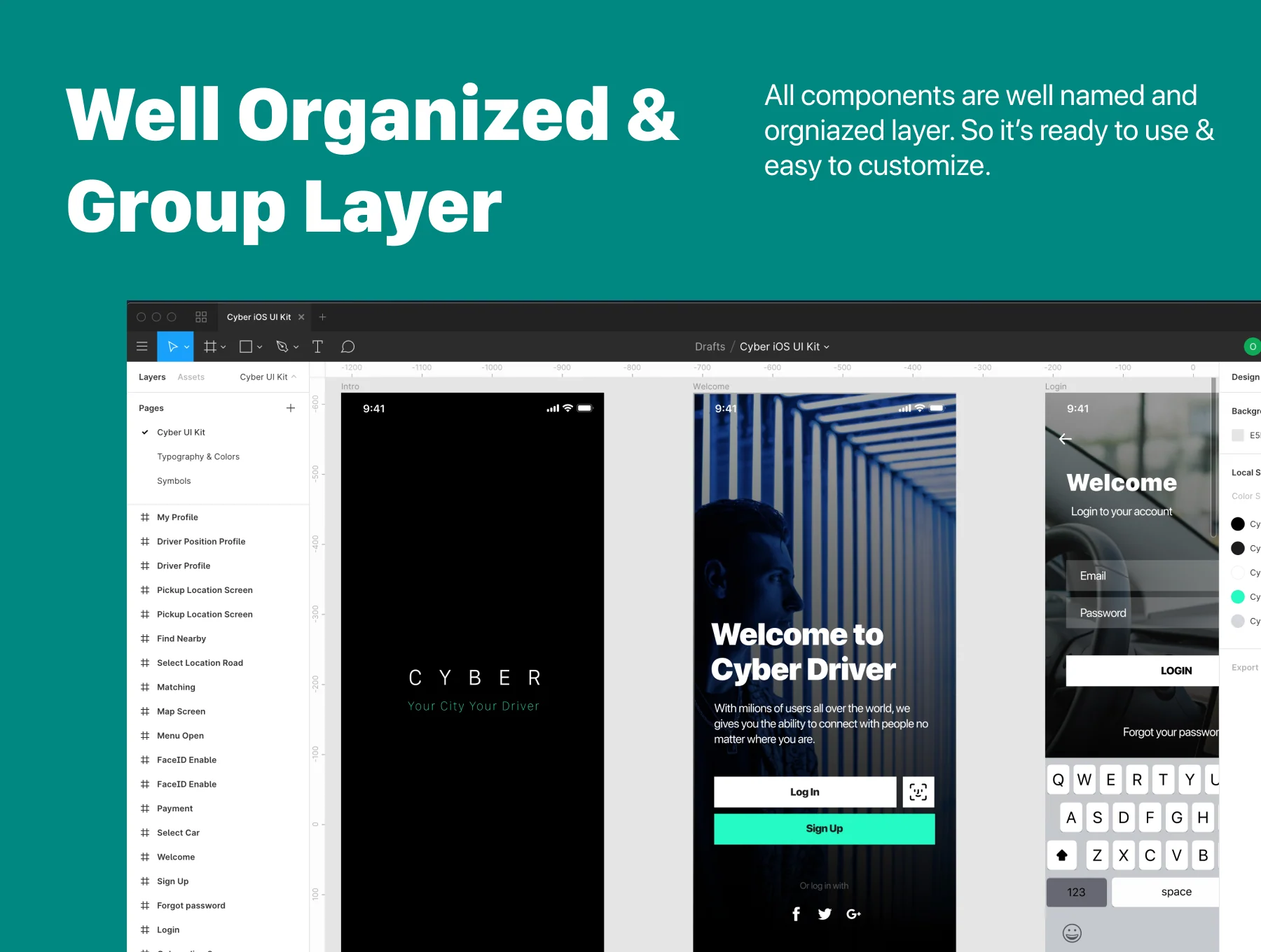 Cyber Taxi Driver iOS Mobile App UI Kit 3