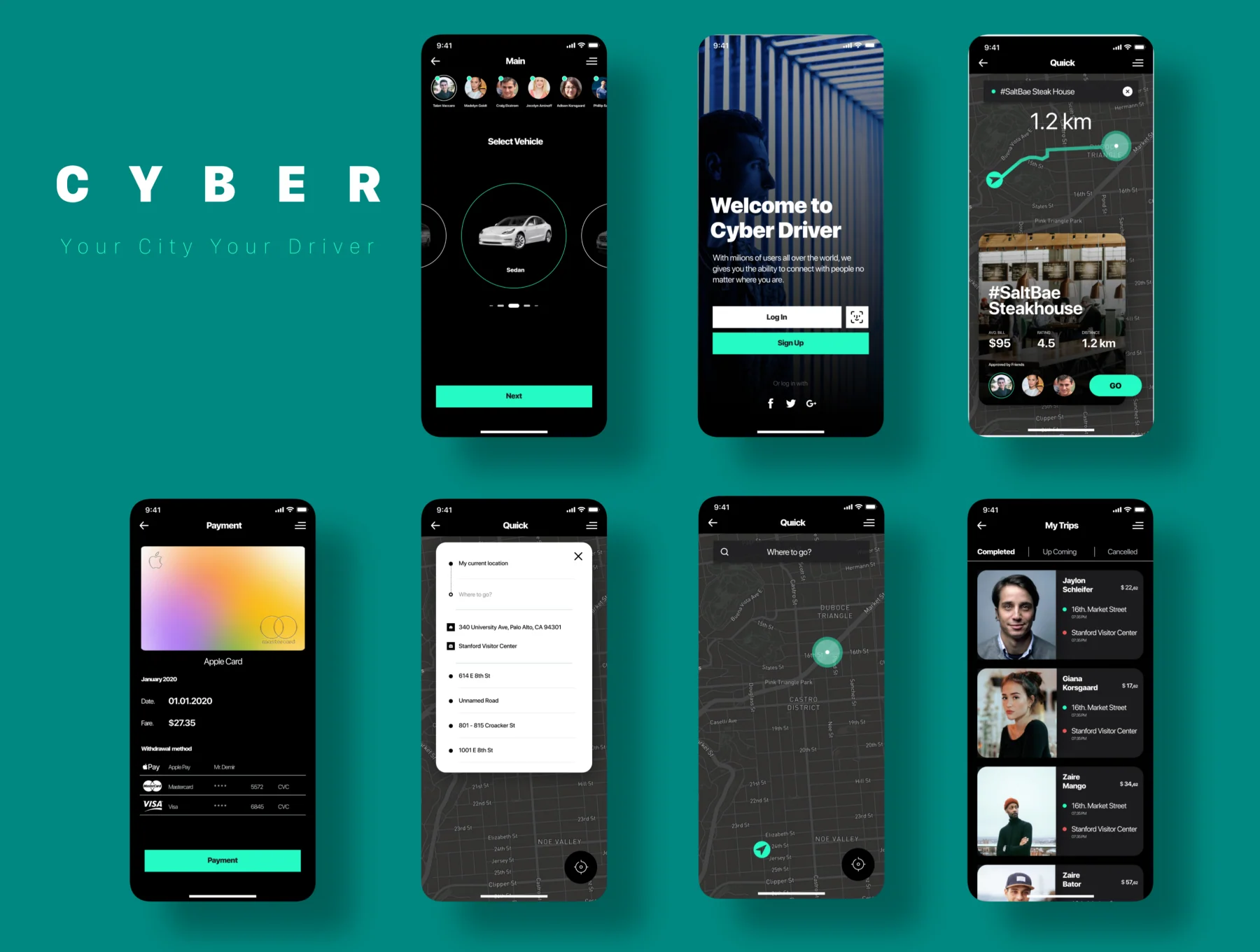 Cyber Taxi Driver iOS Mobile App UI Kit 4