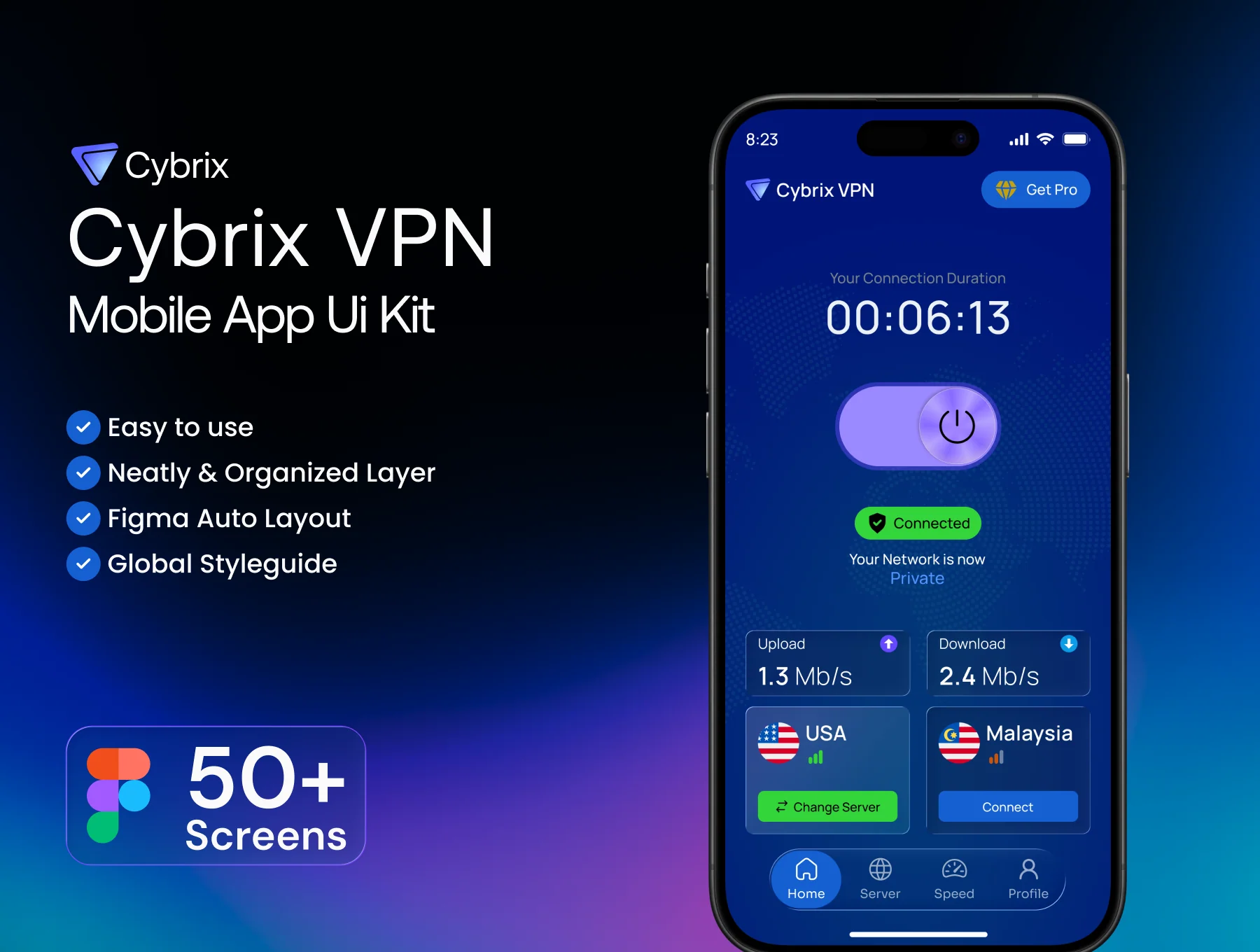 Cybrix VPN – Mobile App UI Kit
