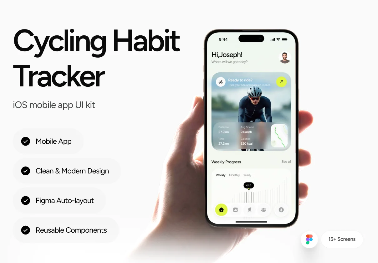 Cycling Habit Tracker – iOS Mobile App UI Kit