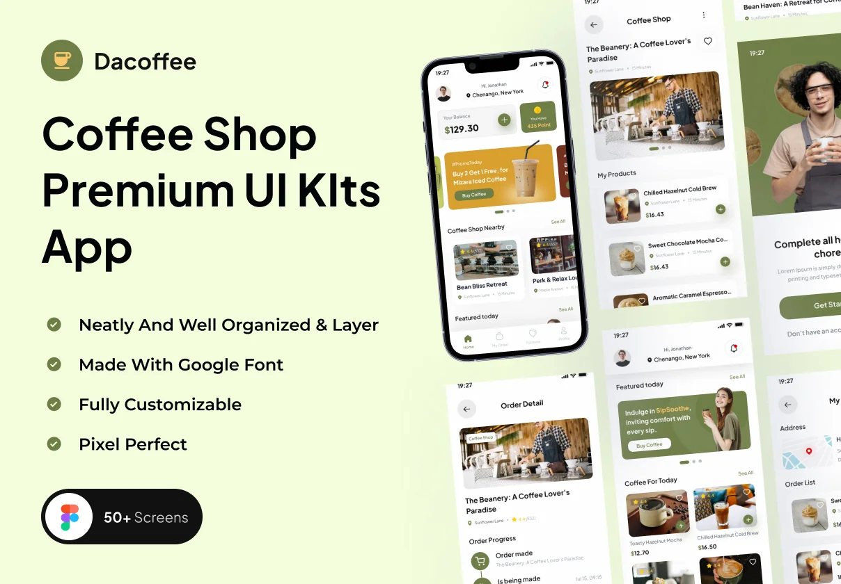 Dacoffee - Coffee Shop Premium UI KIts App