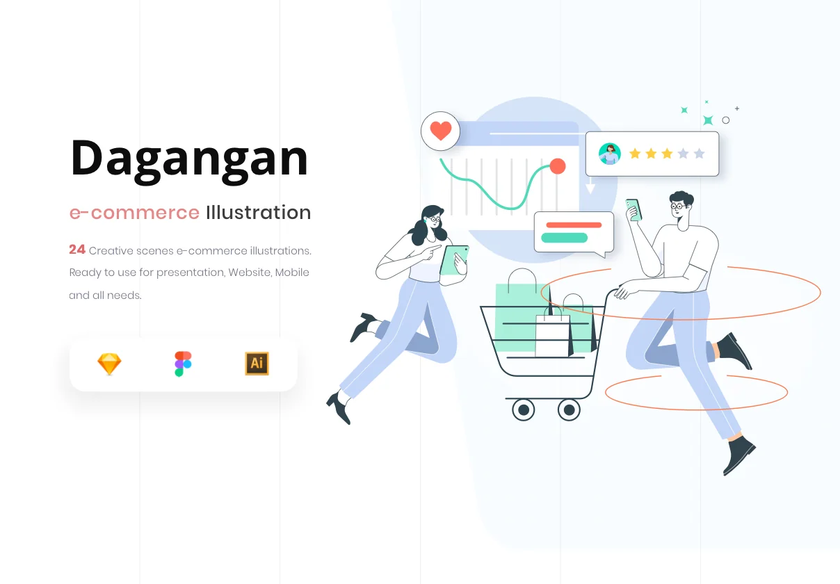 Dagangan - E-commerce and Business Line Illustration Pack