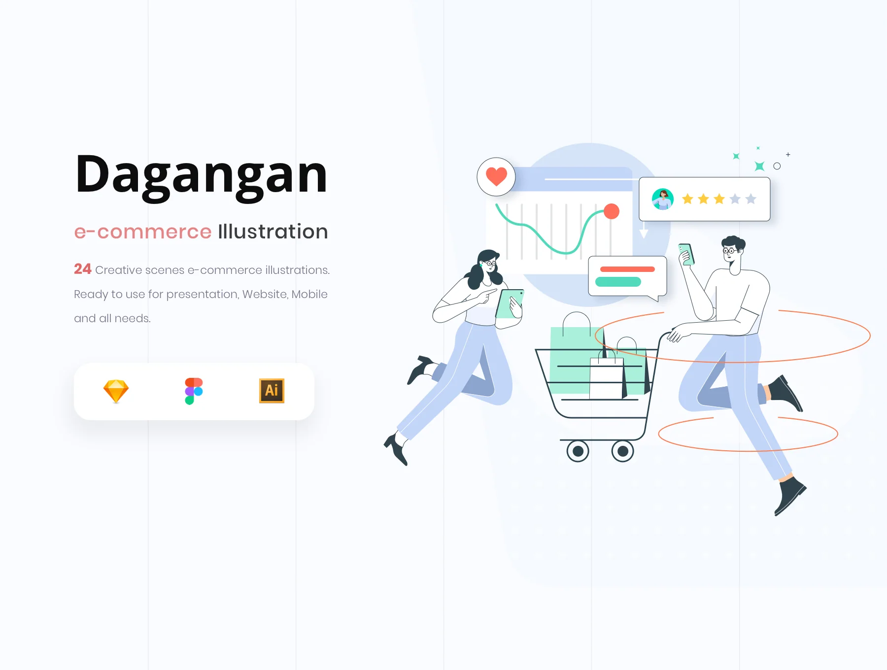 Dagangan - E-commerce and Business Line Illustration Pack