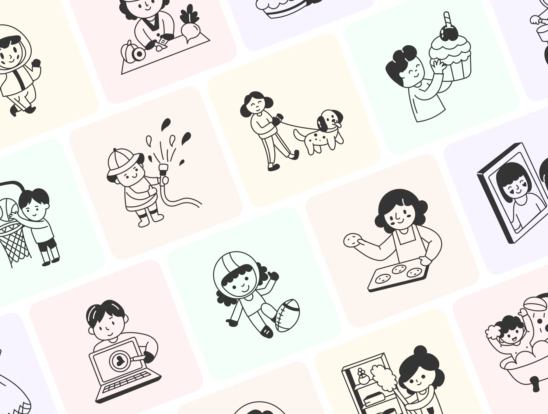 Daily Activities Doodle Illustration Set 6