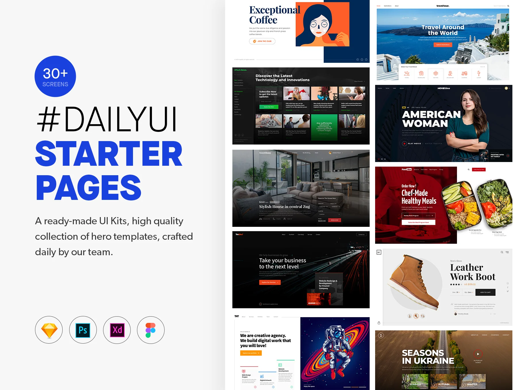Daily UI Starter Pages - A ready-made UI Kits