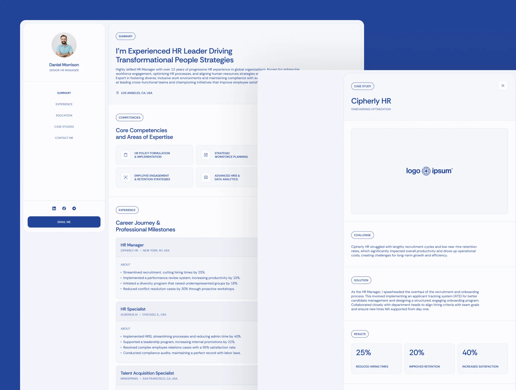 Daniel Morrison – HR Resume Website & CV and Cover Letters (A4 & Letter) Design 2