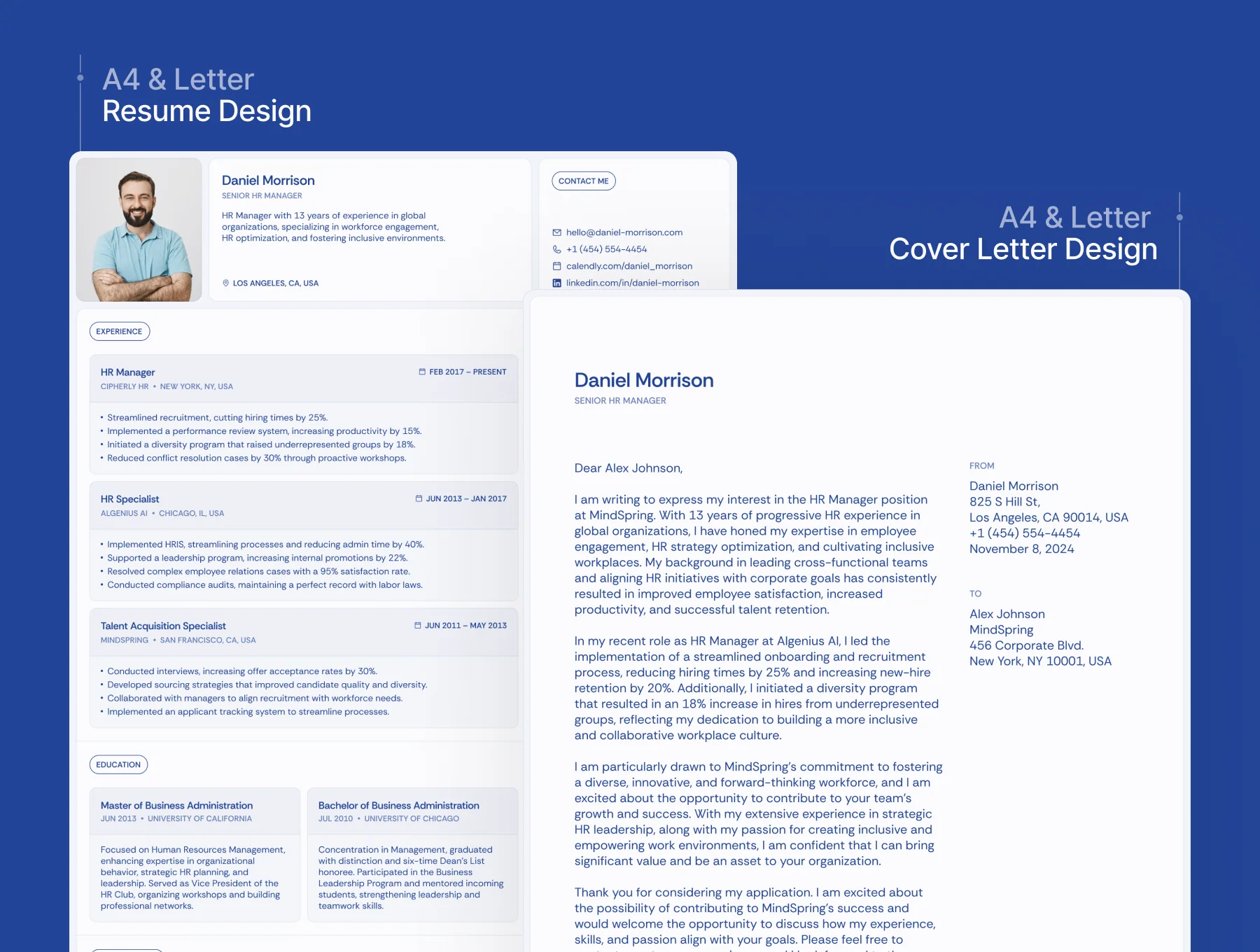 Daniel Morrison – HR Resume Website & CV and Cover Letters (A4 & Letter) Design 6