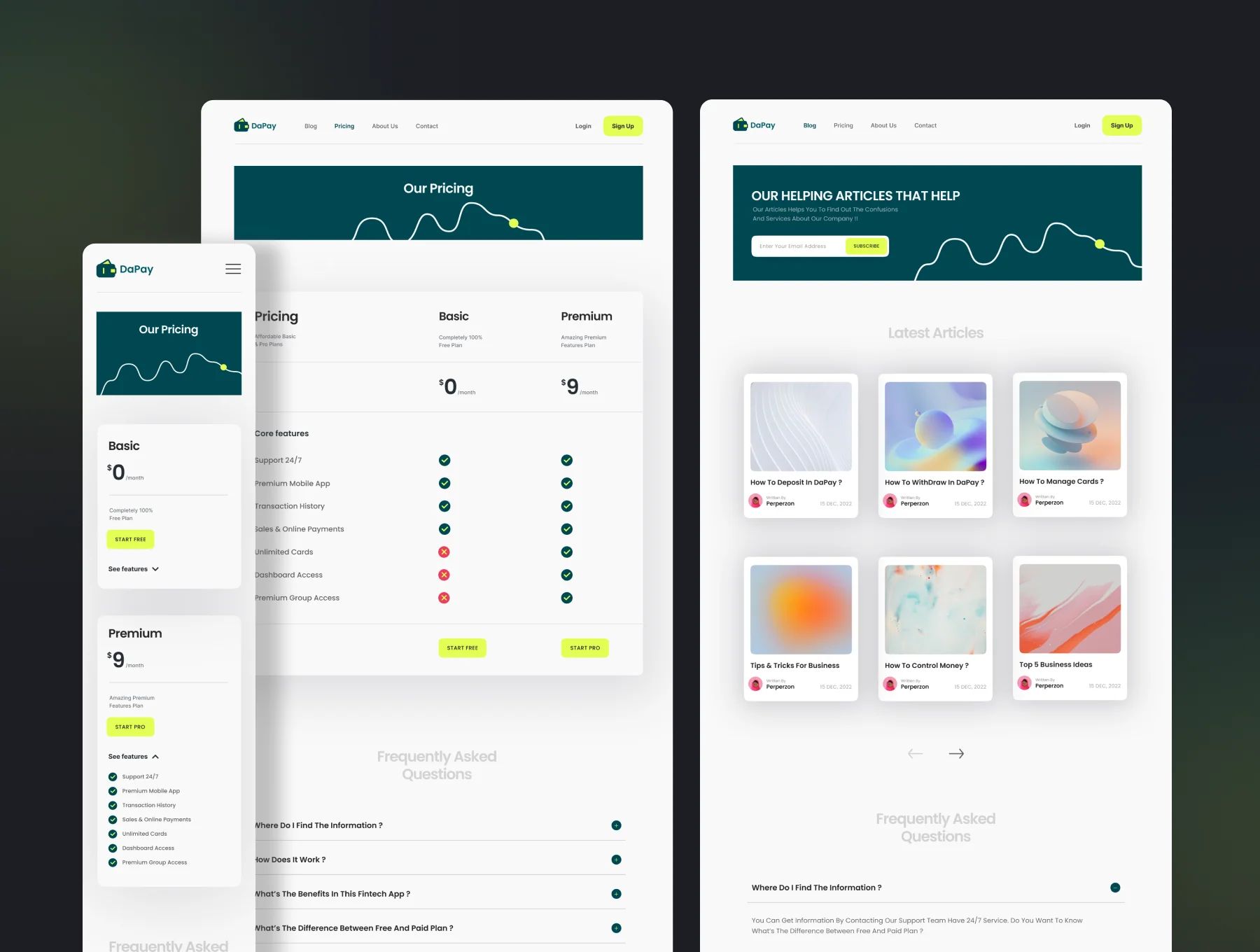 DaPay - Fintech Landing Page UI KIT 2