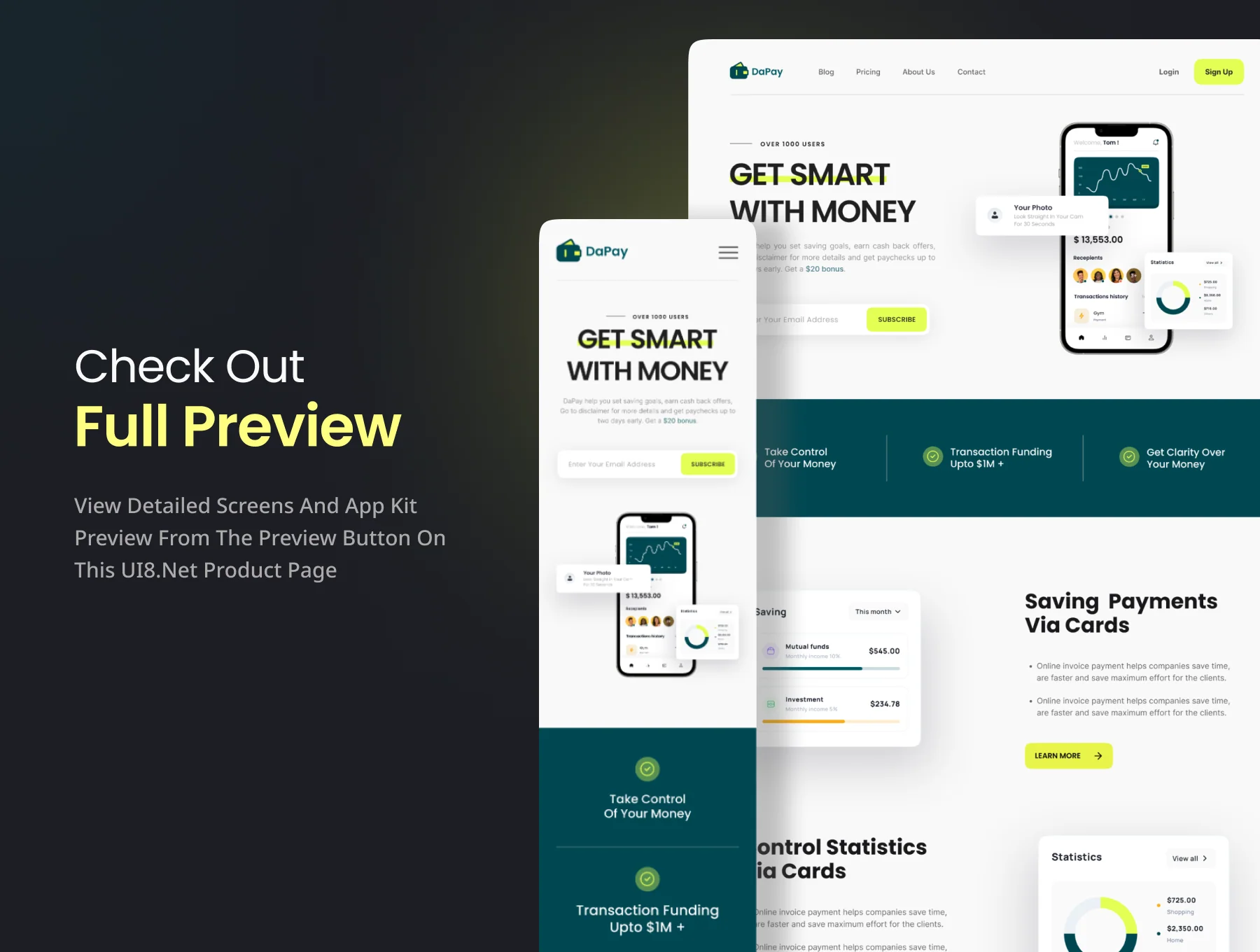 DaPay - Fintech Landing Page UI KIT 6