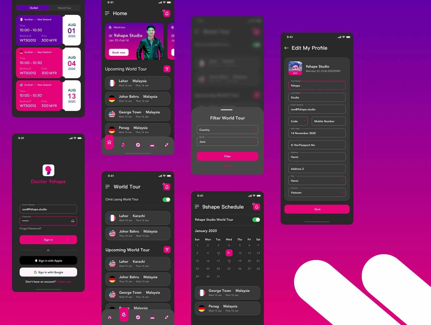 Dark 9shape Doctor Booking Apps IOS Ui Kit 2